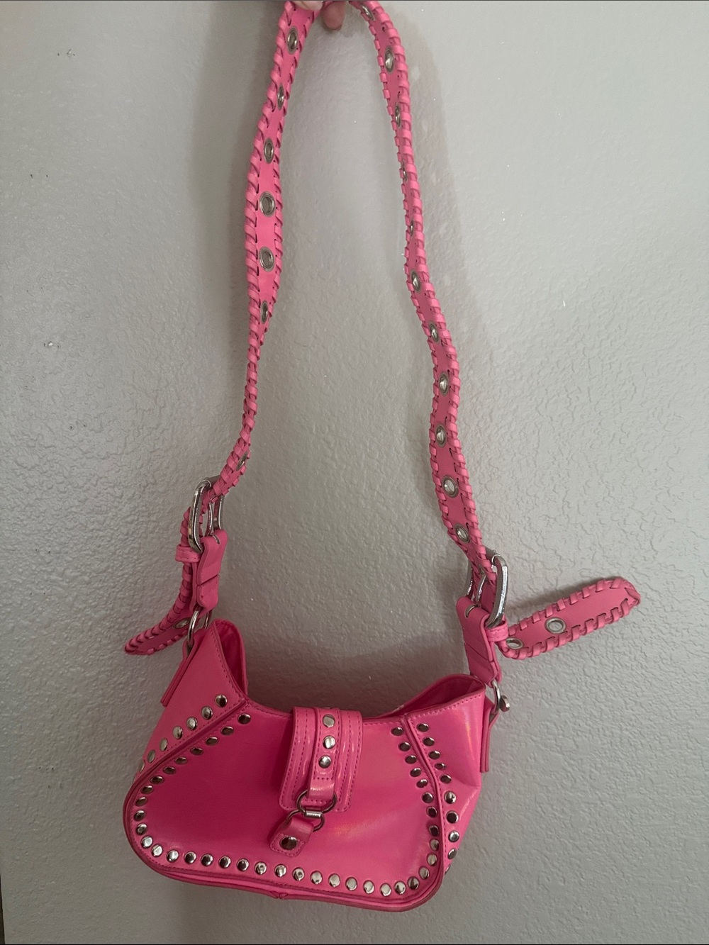 Urban Outfitters Hot Pink Studded Mini Shoulder Bag